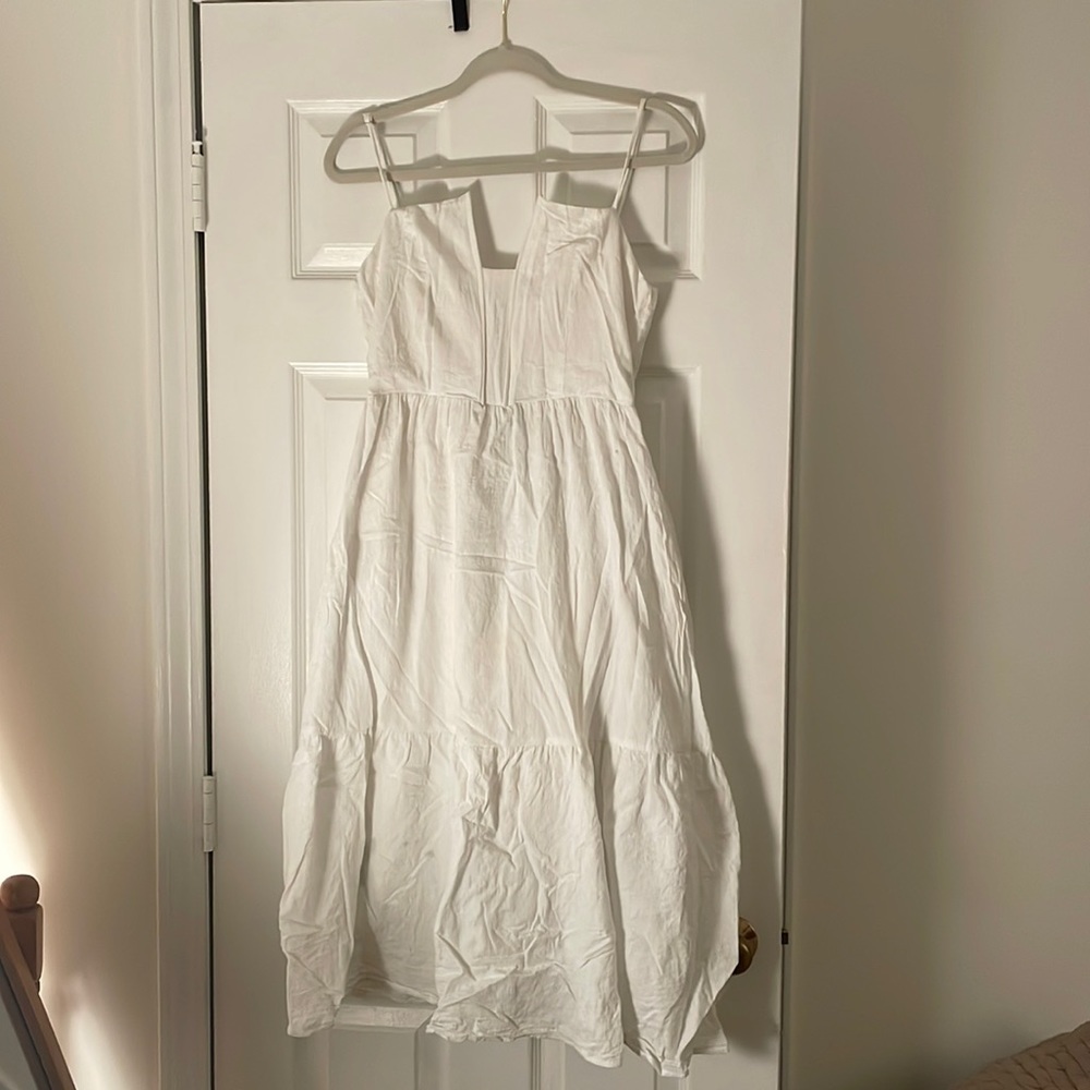 Simplicity and Sweetness White Sleeveless Tiered Midi Dress Lulus